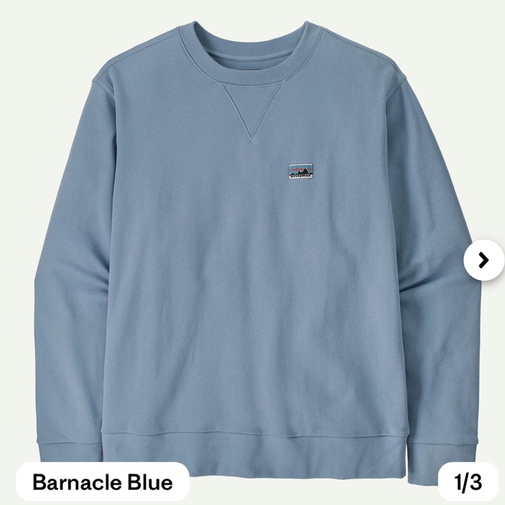 Patagonia Barnacle Blue Color Daily Crewneck Sweatshirt size M NWT